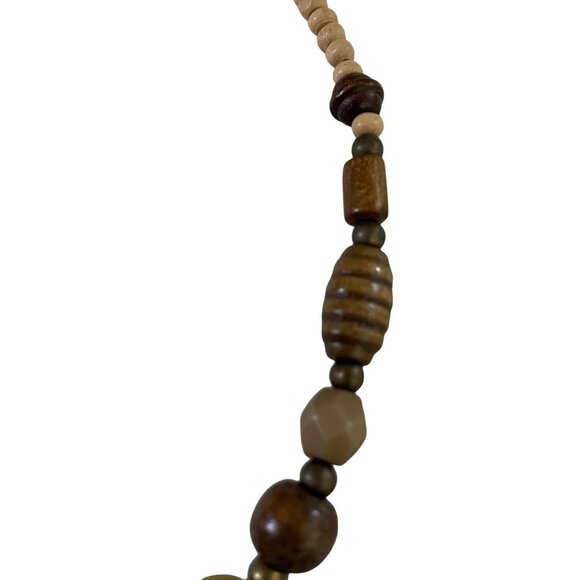 Wood Stone Amulet Choker Necklace Statement Jewelry Tribal Piece u - Picture 6 of 7